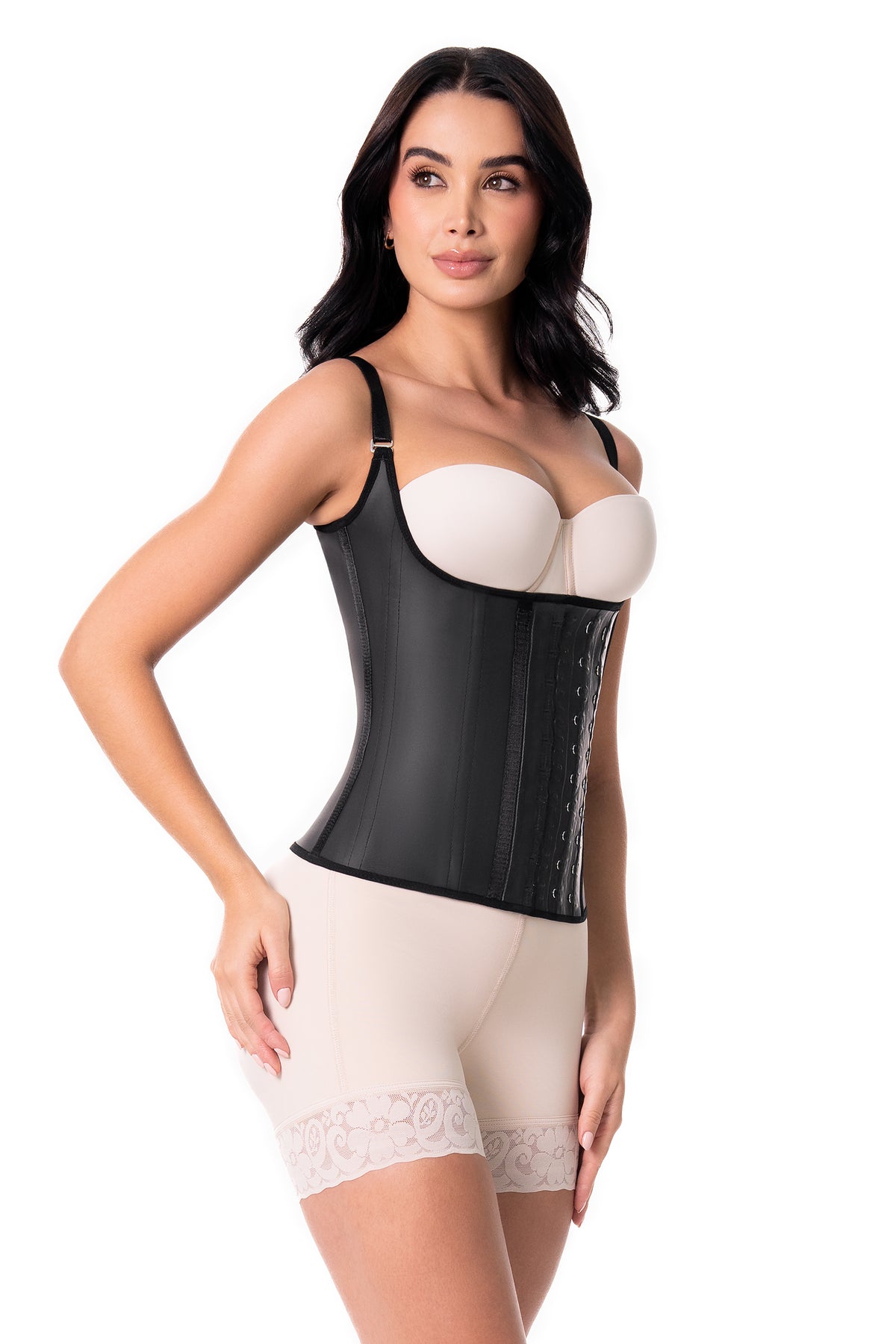 Latex waist trainer with straps