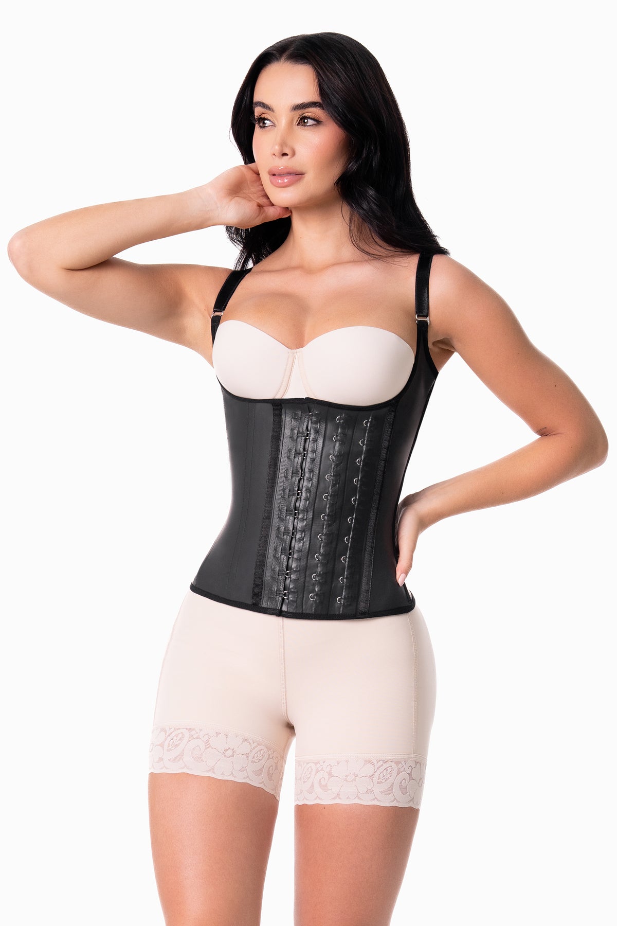Latex waist trainer with straps