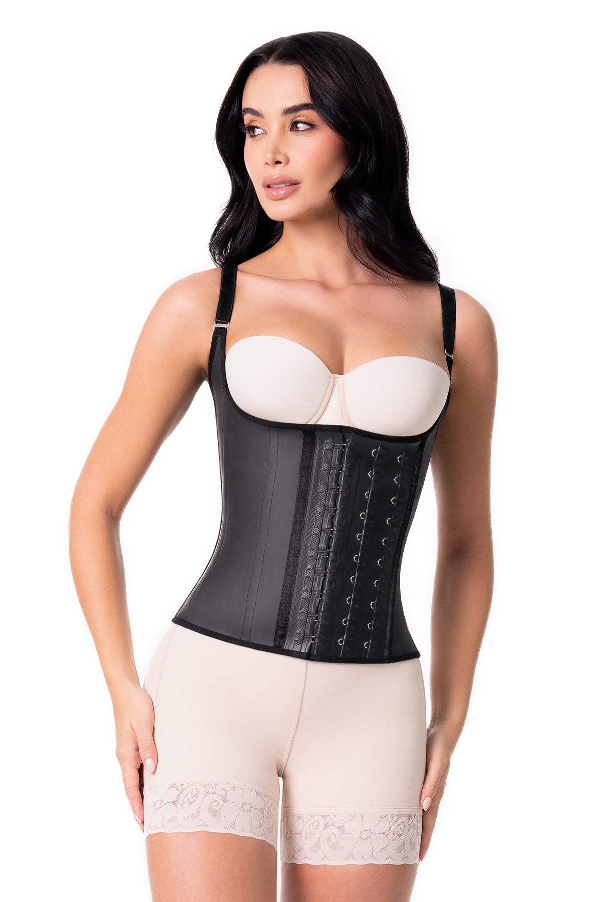 Latex waist trainer with straps