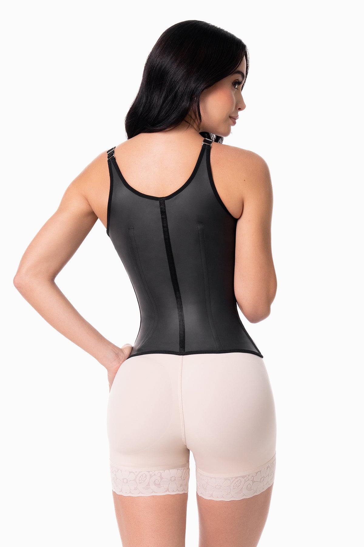 Latex waist trainer with straps